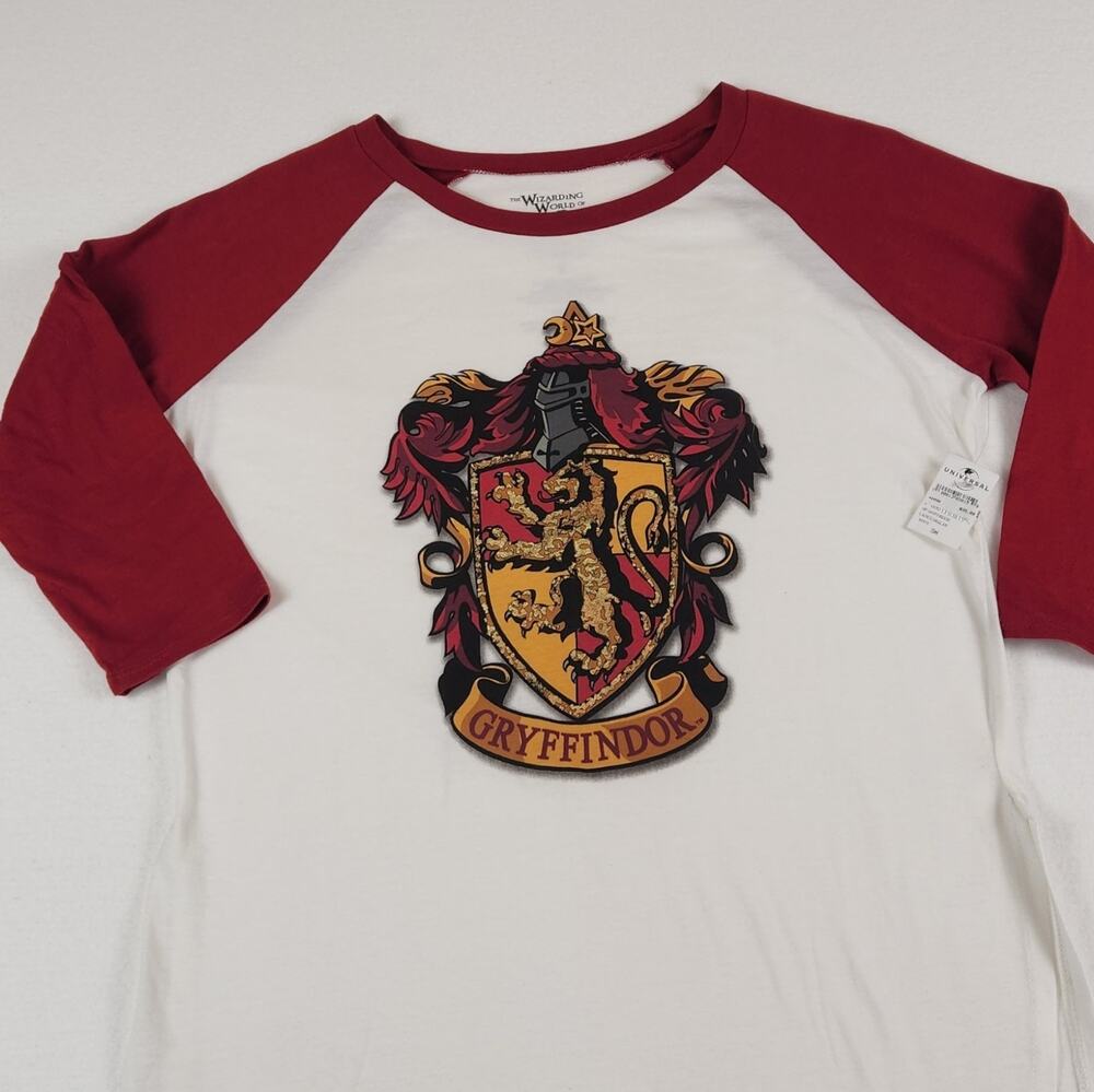 Harry Potter 3/4 Sleeve Baseball Crest Gryffindor Tee Shirt Sz S